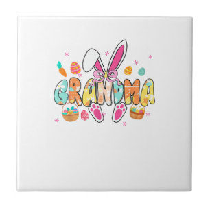 Grandma Easter Grandma Coquette Bunny Ears Eggs Ba Tile