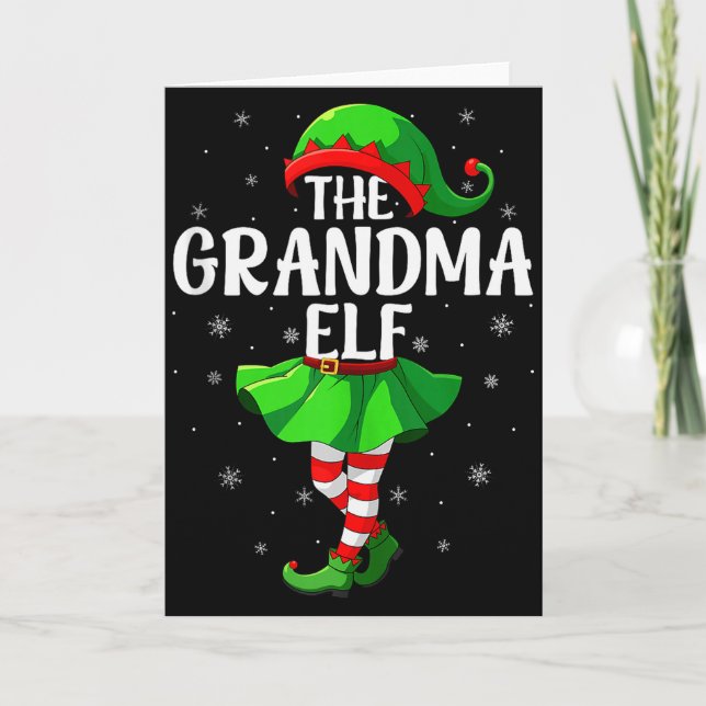 Grandma Elf Christmas Girls Women Elf Squad Xmas F Card (Front)