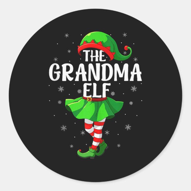Grandma Elf Christmas Girls Women Elf Squad Xmas F Classic Round Sticker (Front)