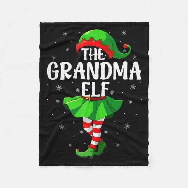 Grandma Elf Christmas Girls Women Elf Squad Xmas F Fleece Blanket (Front)