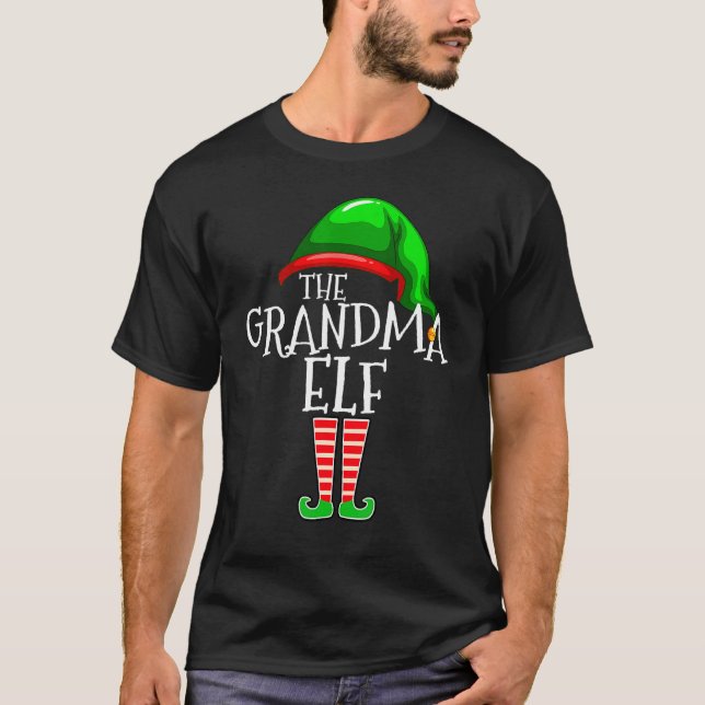 Grandma Elf Family Matching Christmas Group T-Shirt (Front)