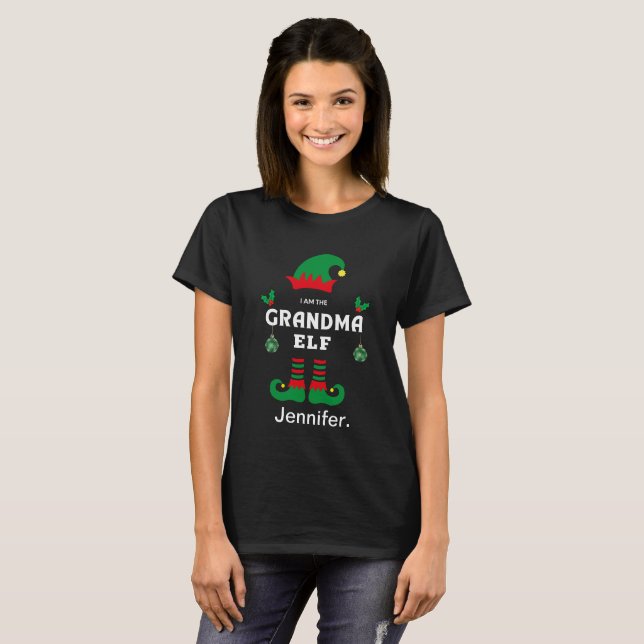 Grandma elf family matching christmas outfit name  T-Shirt (Front Full)