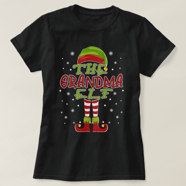 Grandma Elf Family Matching Group 2021 Christmas T-Shirt (Design Front)