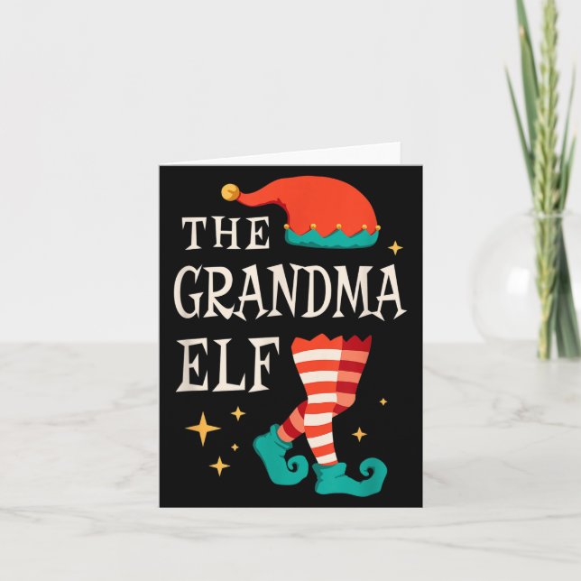 Grandma Elf Family Matching Group Christmas Grandm Card (Front)