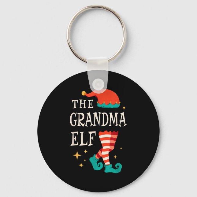 Grandma Elf Family Matching Group Christmas Grandm Key Ring (Front)