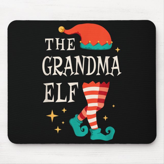 Grandma Elf Family Matching Group Christmas Grandm Mouse Mat (Front)