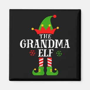Grandma Elf Funny Matching Family Christmas Pajama Magnet