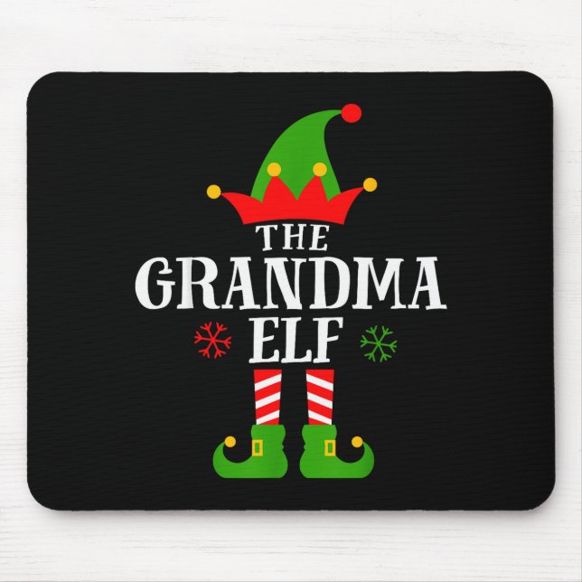 Grandma Elf Funny Matching Family Christmas Pajama Mouse Mat (Front)