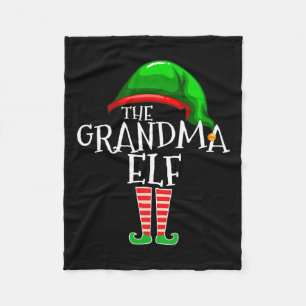 Grandma Elf Group Matching Family Christmas Fleece Blanket