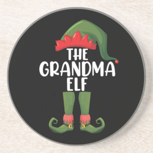 Grandma Elf Matching Family Group Christmas Party Coaster