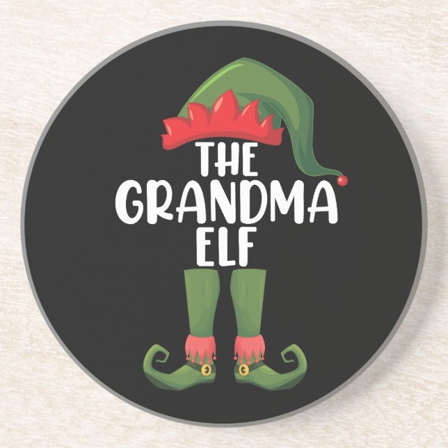 Grandma Elf Matching Family Group Christmas Party  Coaster (Front)