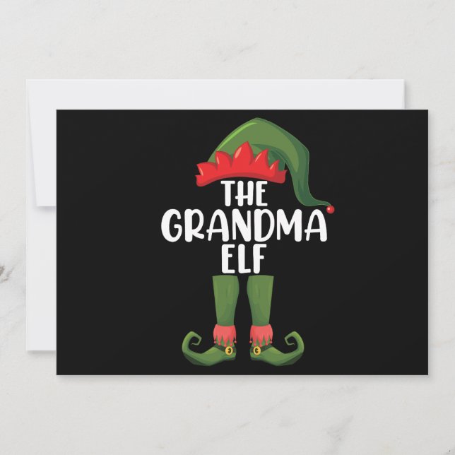 Grandma Elf Matching Family Group Christmas Party  Invitation (Front)