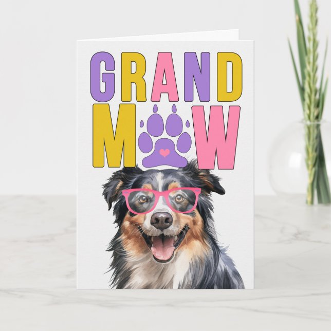 GrandMA English Shepherd GrandDOG Grandparents Day Holiday Card (Front)