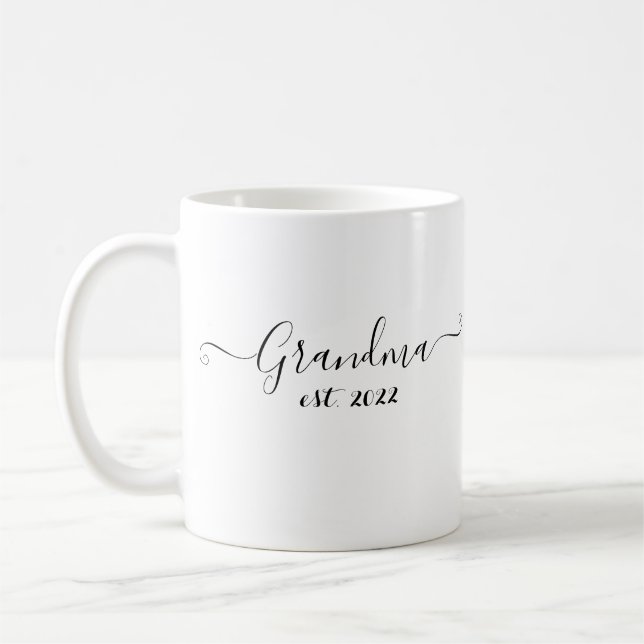 Grandma est. 2022 Elegant Gift for Future Grandma Coffee Mug (Left)