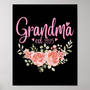 Grandma Est.2025 Floral Flower Lover Nana Team Mat Poster