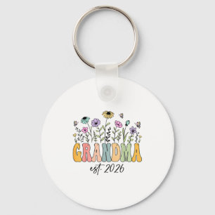 Grandma Est. 2026 Wildflower Promoted To Grandma Key Ring