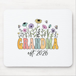 Grandma Est. 2026 Wildflower Promoted To Grandma  Mouse Mat