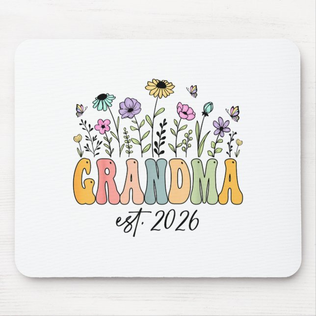 Grandma Est. 2026 Wildflower Promoted To Grandma  Mouse Mat (Front)
