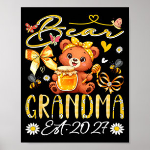 Grandma Est 2027 Floral Bow Tie Mothers Day Bear Poster