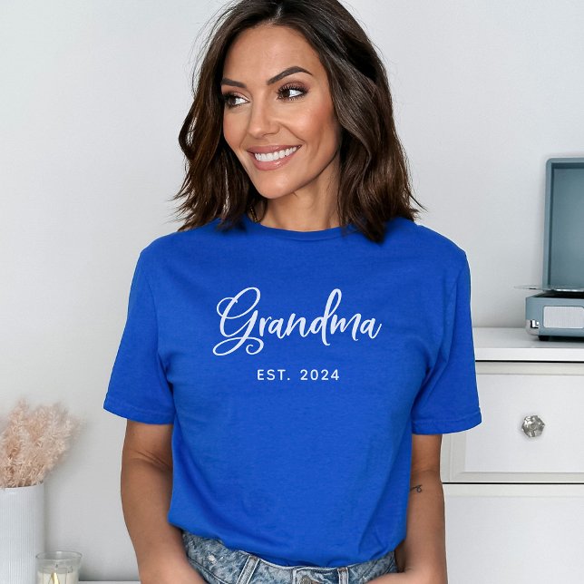 Grandma | Est. Date in Stylish Script T-Shirt (Creator Uploaded)