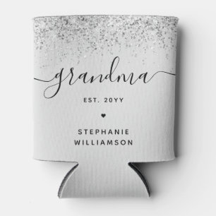 Grandma Est Glitter Confetti Custom Grandma Gift Can Cooler