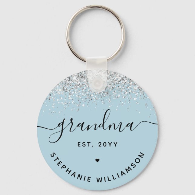 Grandma Est Glitter Confetti Custom Grandma Gifts Key Ring (Front)