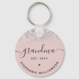 Grandma Est Glitter Confetti Custom Grandma Gifts Key Ring