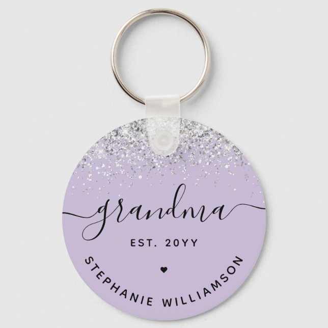 Grandma Est Glitter Confetti Custom Grandma Gifts Key Ring (Front)
