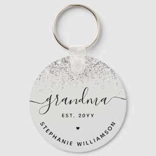 Grandma Est Glitter Confetti Custom Grandma Gifts Key Ring