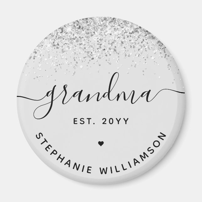 Grandma Est Glitter Confetti Custom Grandma Gifts Magnet (Front)