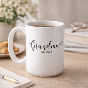 Grandma Est Modern Black Script Custom Date Coffee Mug