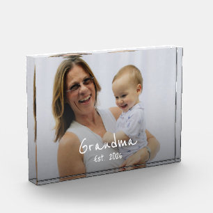 Grandma Est. white script 3 photo Block
