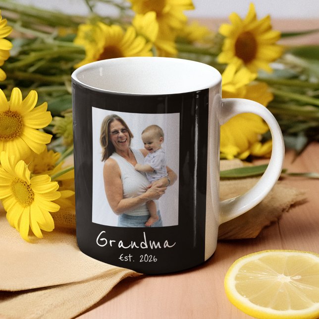 Grandma Est. White script 3 photo Coffee Mug (Creator Uploaded)