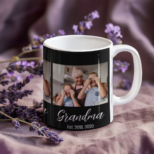 Grandma Est. White script 3 photo Coffee Mug