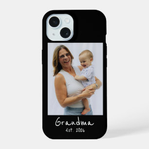 Grandma Est. White script 3 photo iPhone 15 Case