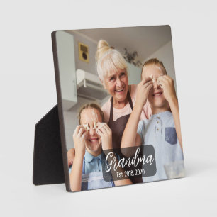 Grandma Est. White script photo Plaque