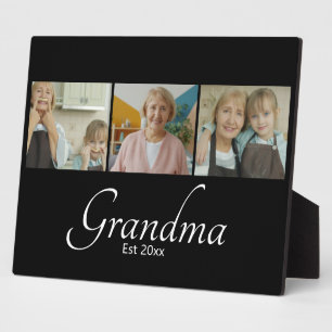 Grandma Est Year Custom 3 Photo Collage Gift Plaque