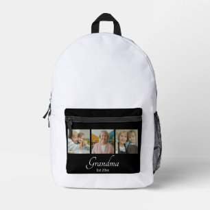 Grandma Est Year Custom 3 Photo Collage Gift Printed Backpack