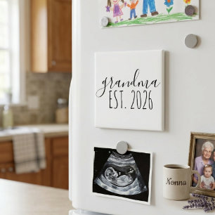 Grandma Est Year Elegant Minimalist Script Design Magnet