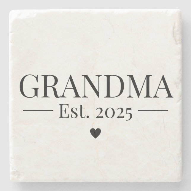 Grandma Established 2025 Stone Coaster (Front)