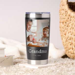 Grandma Established Black 2 Photo Gift Insulated Tumbler