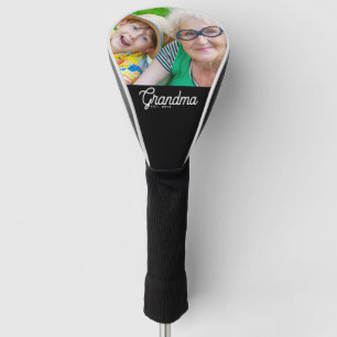 Grandma Established Black Modern Script Photo Golf Head Cover