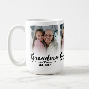Grandma Established Black Script 3 Photo Coffee Mug