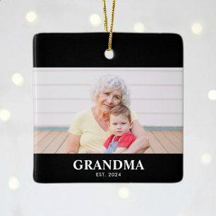 Grandma Established Black White Bold Photo Ceramic Ornament
