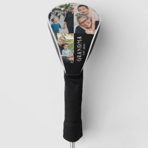 Grandma Established Bold Modern Black 3 Photo Golf Head Cover