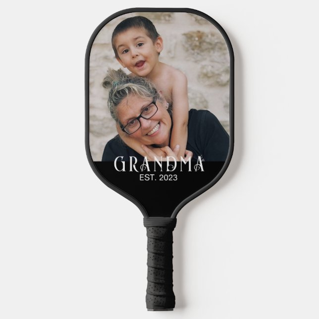 Grandma Established Fun Modern Photo Pickleball Paddle (Front)