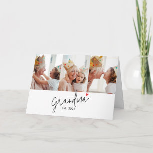 Grandma Established  Grandparents Day 3 Photo Holiday Card