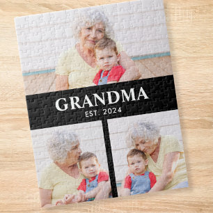 Grandma Established Modern Bold 3 Photo Jigsaw Puzzle