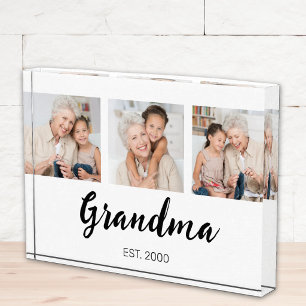 Grandma Established Modern Script 3 Photo Block