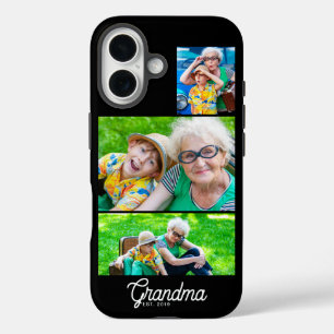 Grandma Established Modern Script Black 3 Photo iPhone 16 Case